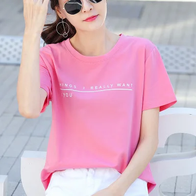 

2021 new fashion T-shirt Womens round neck pattern summer