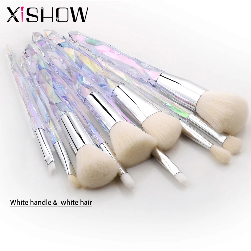

XISHOW Makeup Brushes Set Cosmetics Powder Foundation Eye Shadows Eyebrow Professional Blush Makeup Brush Set Crystal Handle