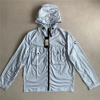 top quality multi pocket lens decoration 100 cotton material mens casual zipper hooded jacket thin section