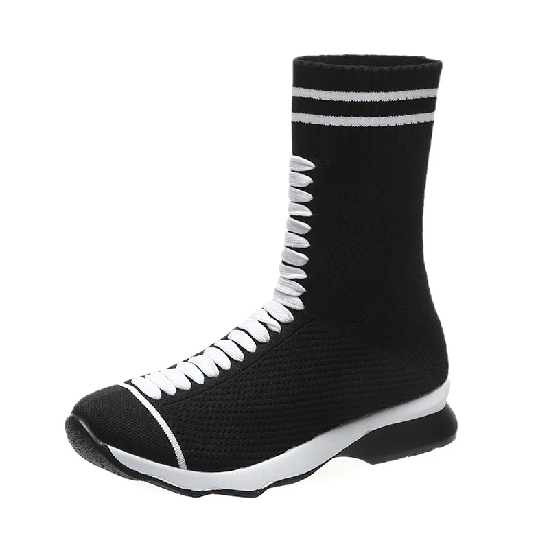 

2020 new sneaker high top comfortable socks shoes knitted women's shoes large size trend lovers shoes European and American fash