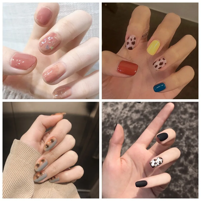 

Leopard Full Cover Nail Stickers Black Glitter Polish Nail Decoration 14pcs Nails Sticker Designer Self Adhesive Nail Sticker