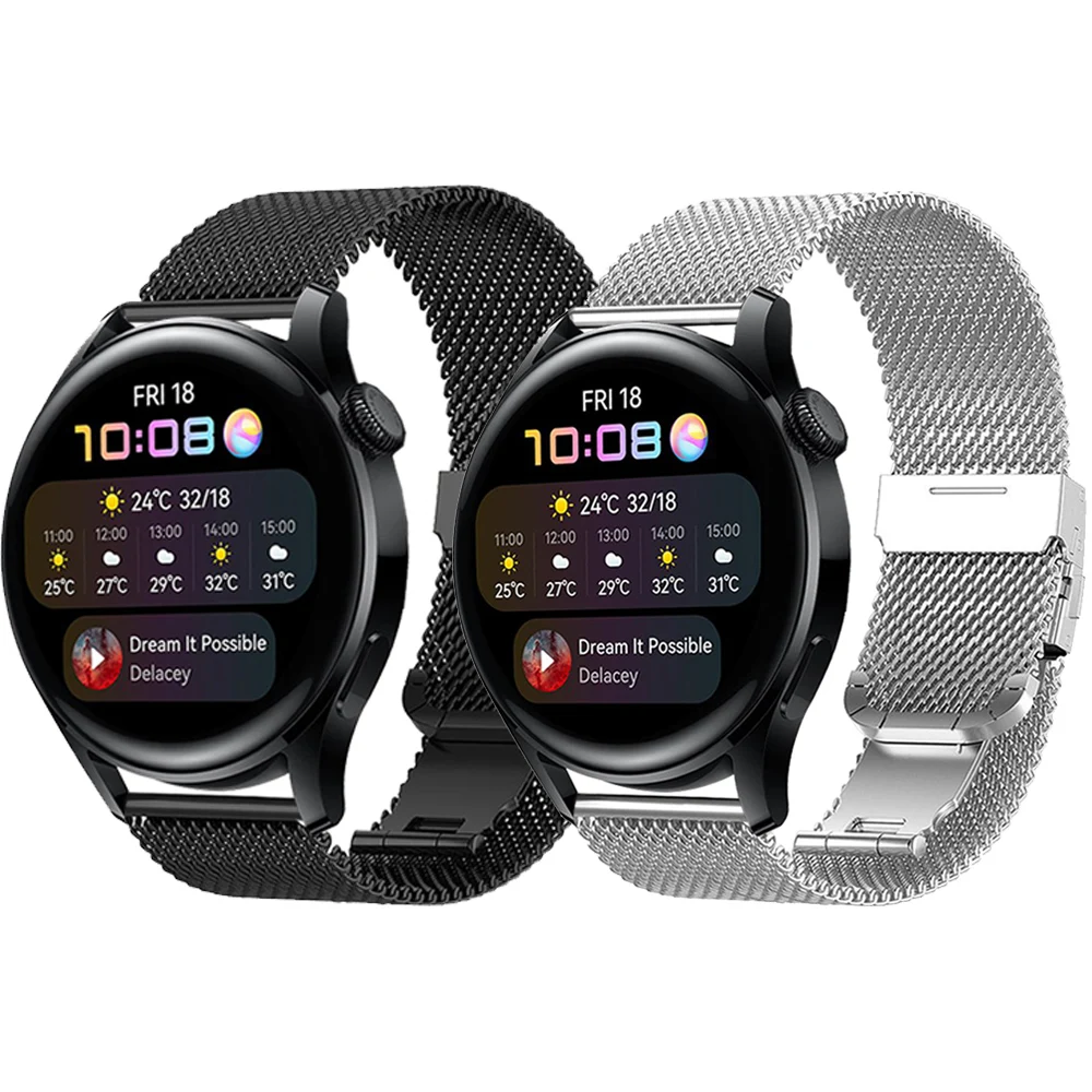 

For HUAWEI WATCH 3 Metal Mesh Belt Strap Band GT 2 Pro Stainless Steel Bracelet For HONOR MagicWatch 2 46mm Wristband Watchband