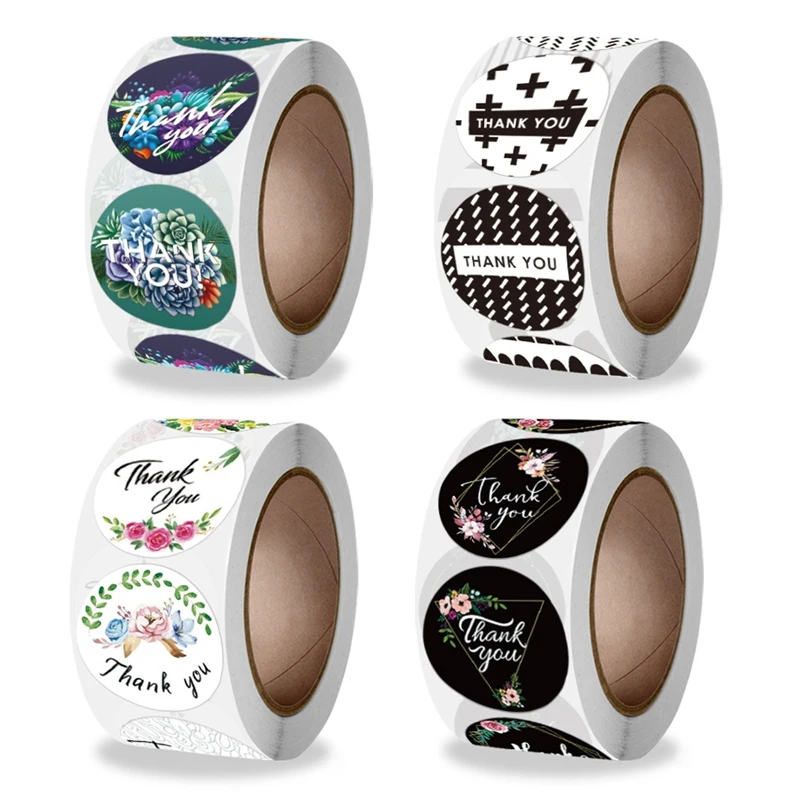

Stickers Rolls Flowers Thank You Thank You Rolls Sealing Stickers Labels