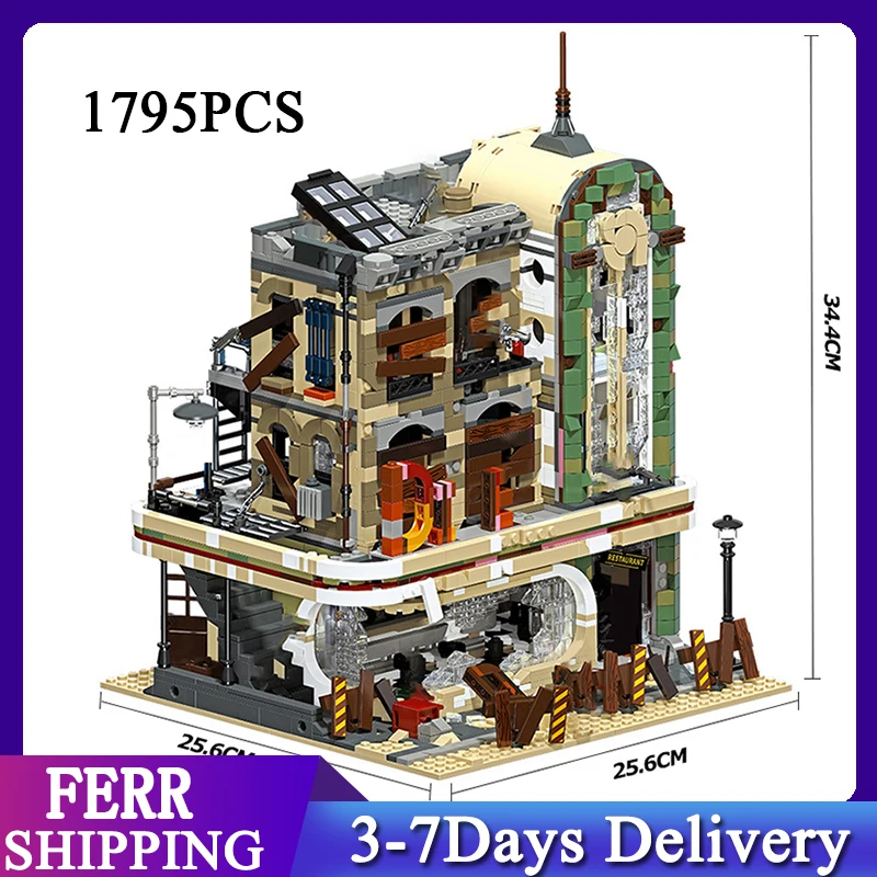 

JIESTAR 89101 город МОС улица вид серии Судный день Ресторан 1795 шт. Модульные строительные блоки кирпичи детские игрушки подарки