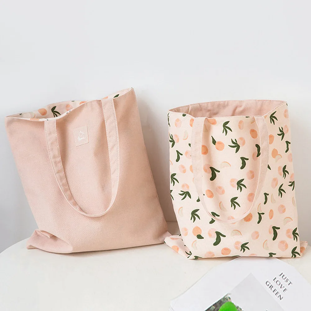 

New Millet Wheat Fabric Double-sided Dual-use Shoulder Bags Cotton Linen Pocket Handbag Shopping Bag Female Canvas Cloth Totes