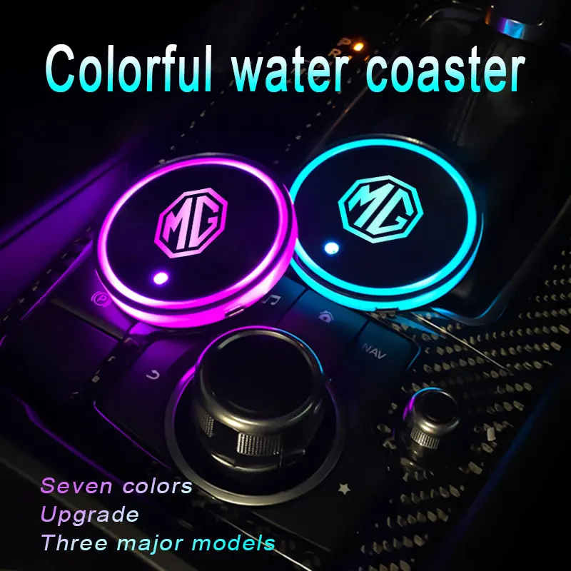 

Car Logo 7 Colors Led Atmosphere Light Luminous Car Water Coaster For MG HS ZS 5 6 ONE EZS MG7 3 3SW GS GT Auto Accessories