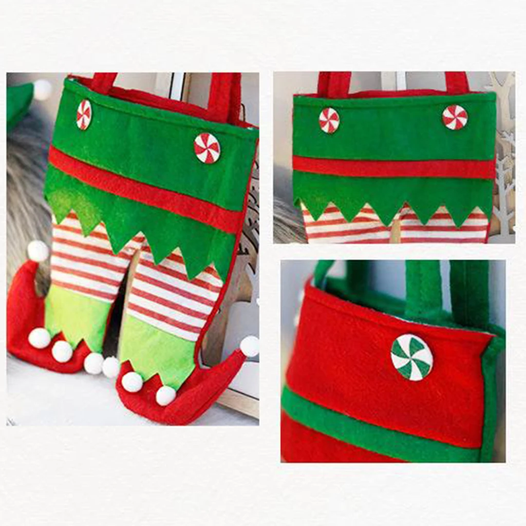 

Christmas Red Candy Bags Elf Spirit Pants Handbags Stripe Pattern Lovely Bags