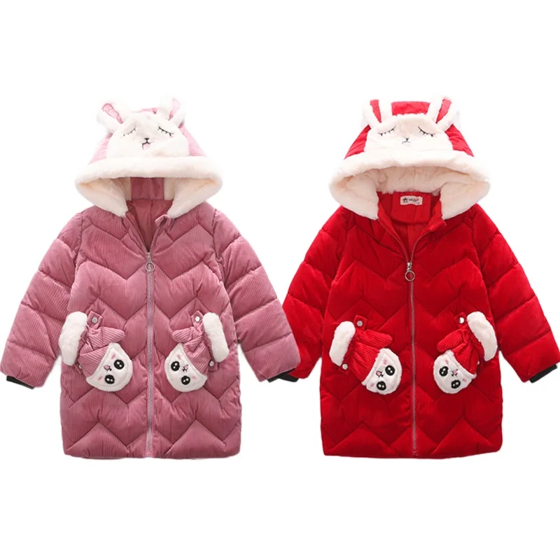 Детская зимняя куртка теплое пальто для девочек Толстая парка с капюшоном и