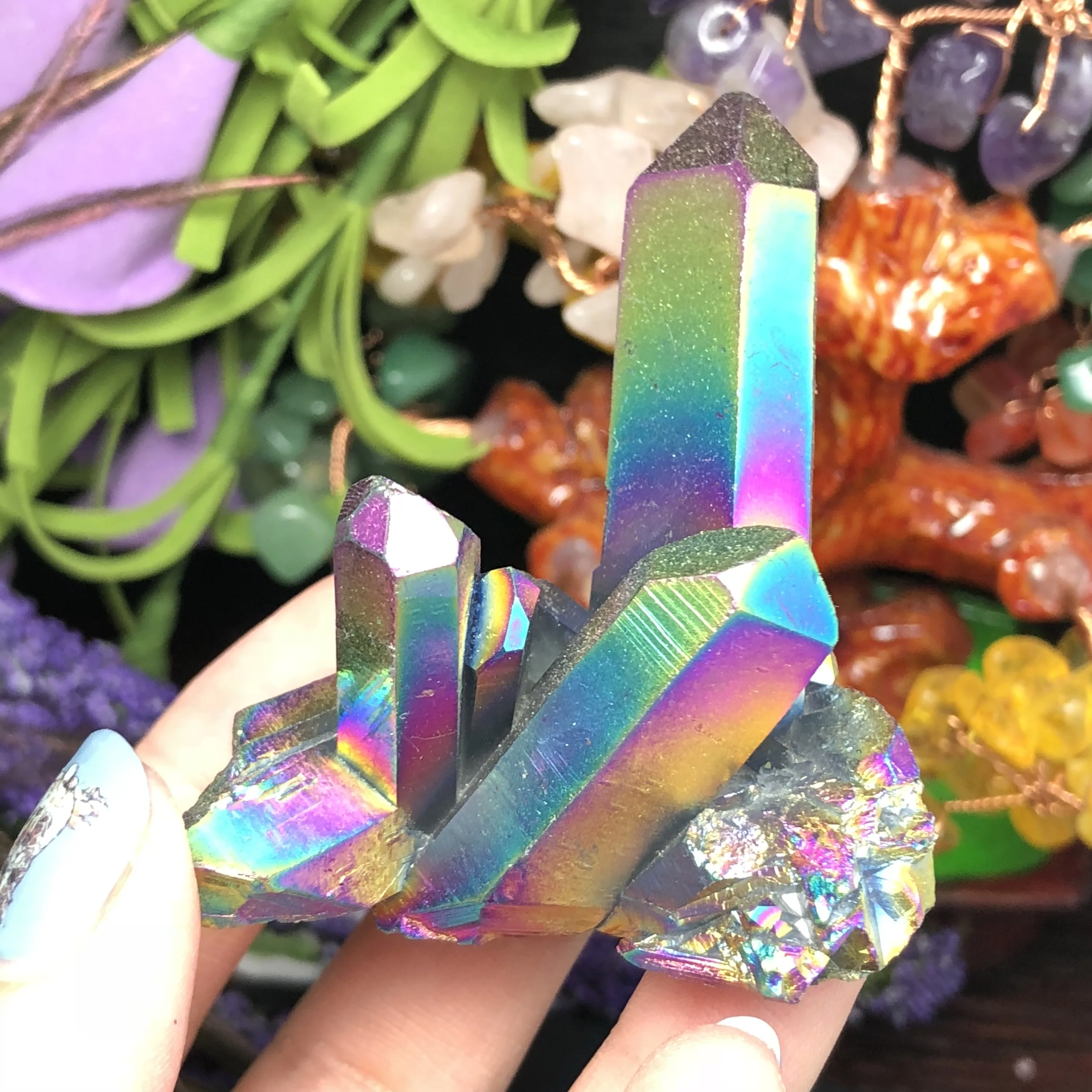 Натуральный из металла с гальваническим покрытием цветной кристаллический