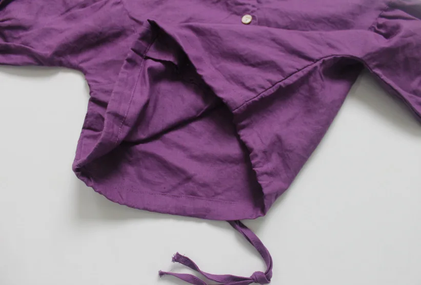 Детские осенние льняные рубашки для девочек однотонные топы с рукавами