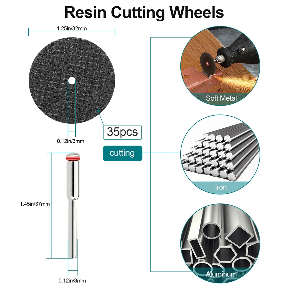

60pcs Practical Universal Rotary Tool Die Grinder High Speed Steel Portable Home Cut Off Disc Woodworking Cutting Wheel Set