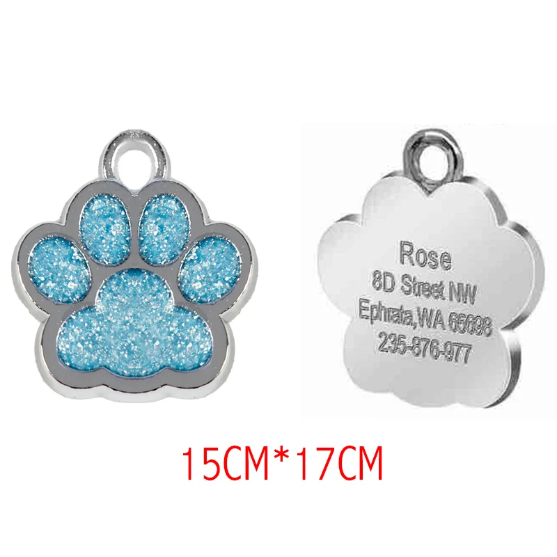 15x17mm Green Персонализированные индивидуальные собаки ID тег гравировка металла Pet Cat имя метки ошейник аксессуары кулон табличка блеск брелок - Цвет: 15x17mm Green