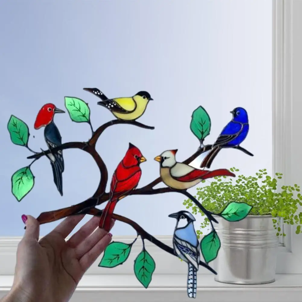 

2021 Gifts Window Panel Hanging Pendant Ornaments For Wall Birds Acrylic Home On Multicolor Suncatcher Decorations Stained T1M5