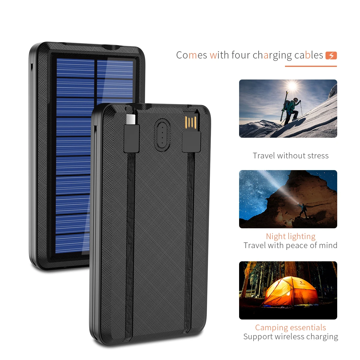 Qi 80000mah беспроводной Солнечный внешний аккумулятор портативное зарядное