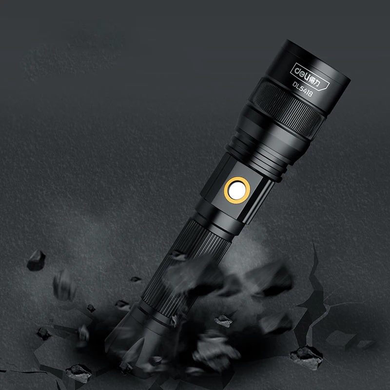 구매 델리 LED 강한 빛 충전식 손전등 18650 배터리 3 모드 긴 시간 방수 야외 캠핑 강력한 LED 손전등