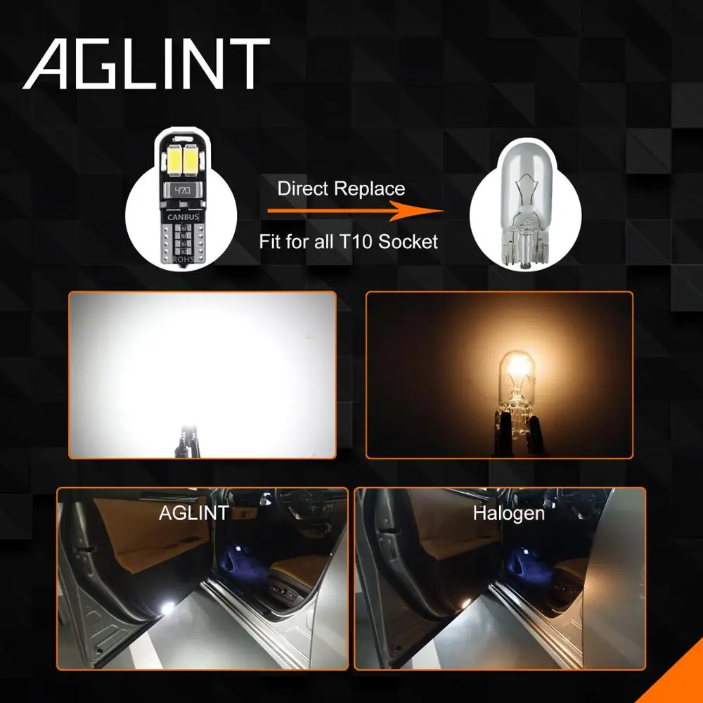 AGLINT 8 шт. супер белый T10 W5W 194 168 светодиодный CANBUS без ошибки лампы для Ford Focus 2