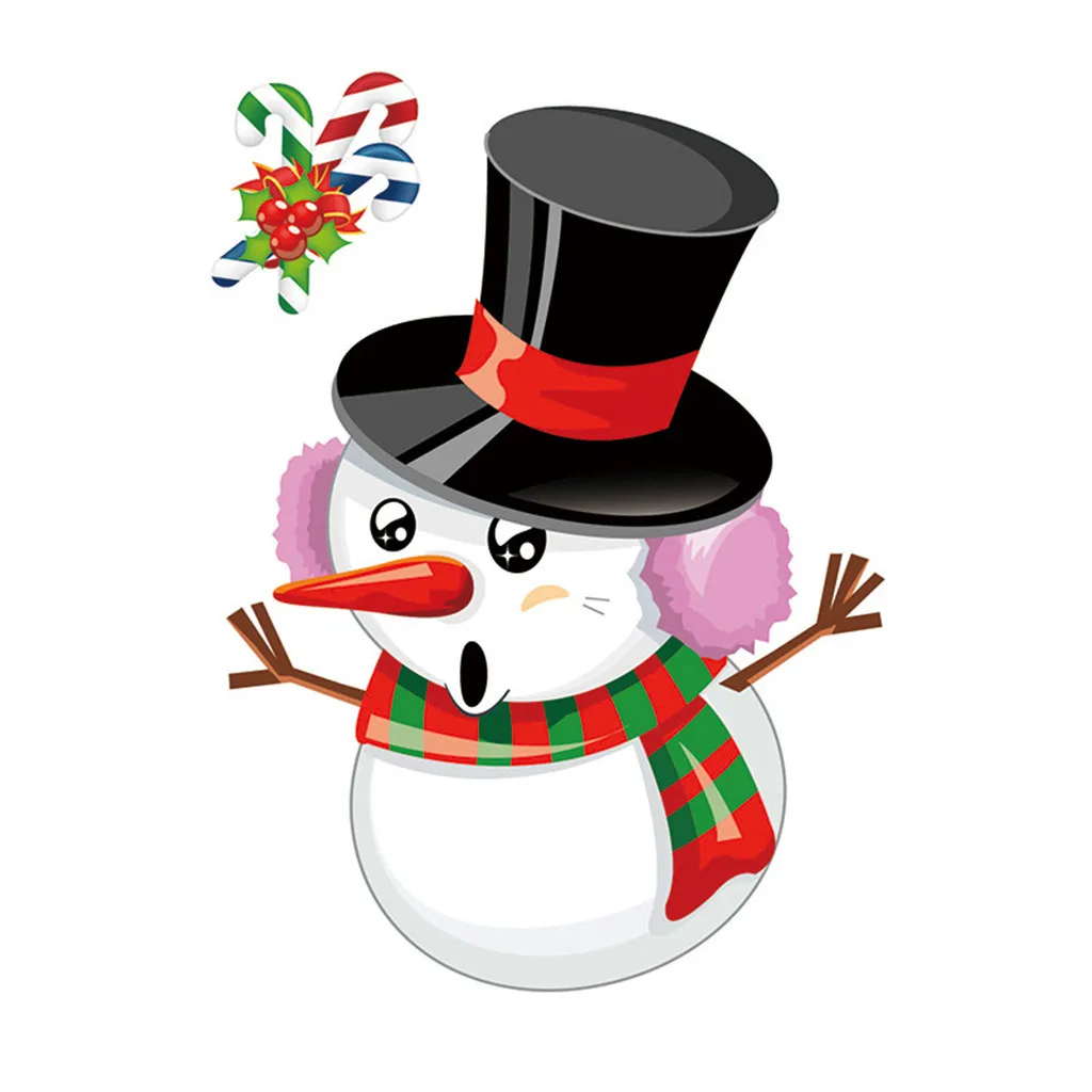 Рождественские наклейки на окна снежинка Санта Клаус лось снеговик подарок