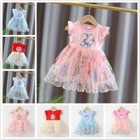 summer baby girl clothes cartoon princess sofia elsa kid party dress cotton vestidos for wedding party clothes toddler costumes