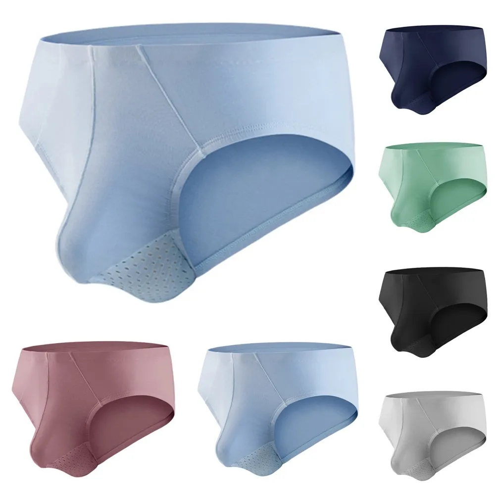 

Sexy Men's Seamless Triangle Briefs Breathable Comfortable Mid-Waist Solid Color Underwear Gays Underpants