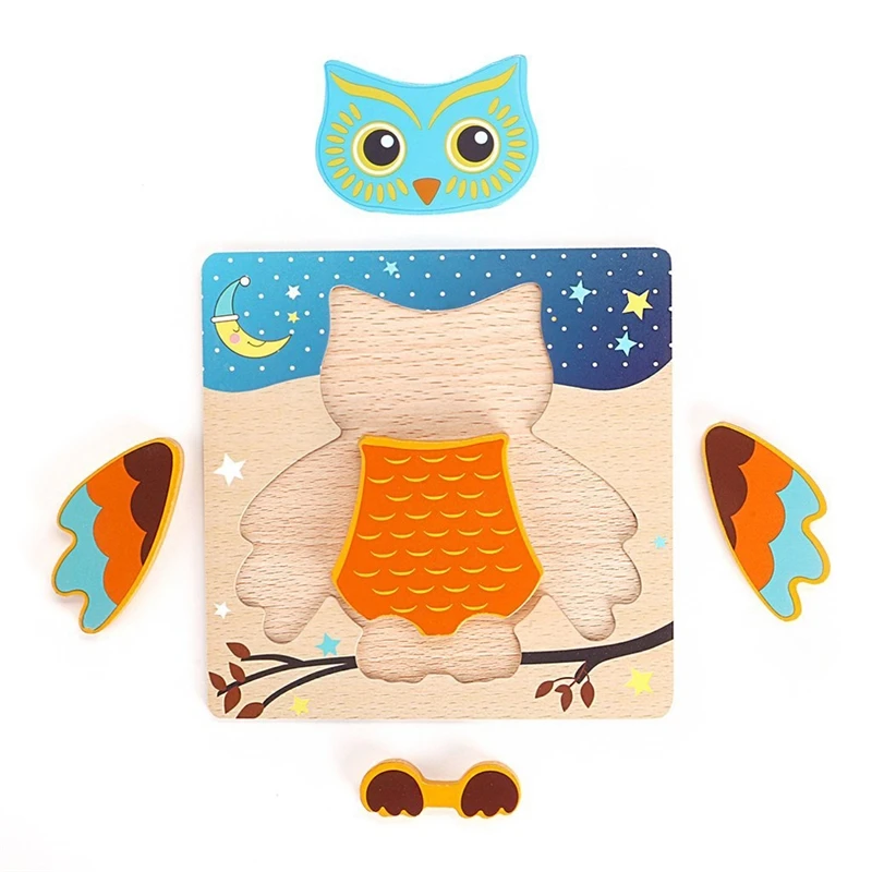 

Owl Butterfly Cartoon Animal Puzzles Kids Toys For Children Gift Baby Montessori Educational Learning Wooden Toys