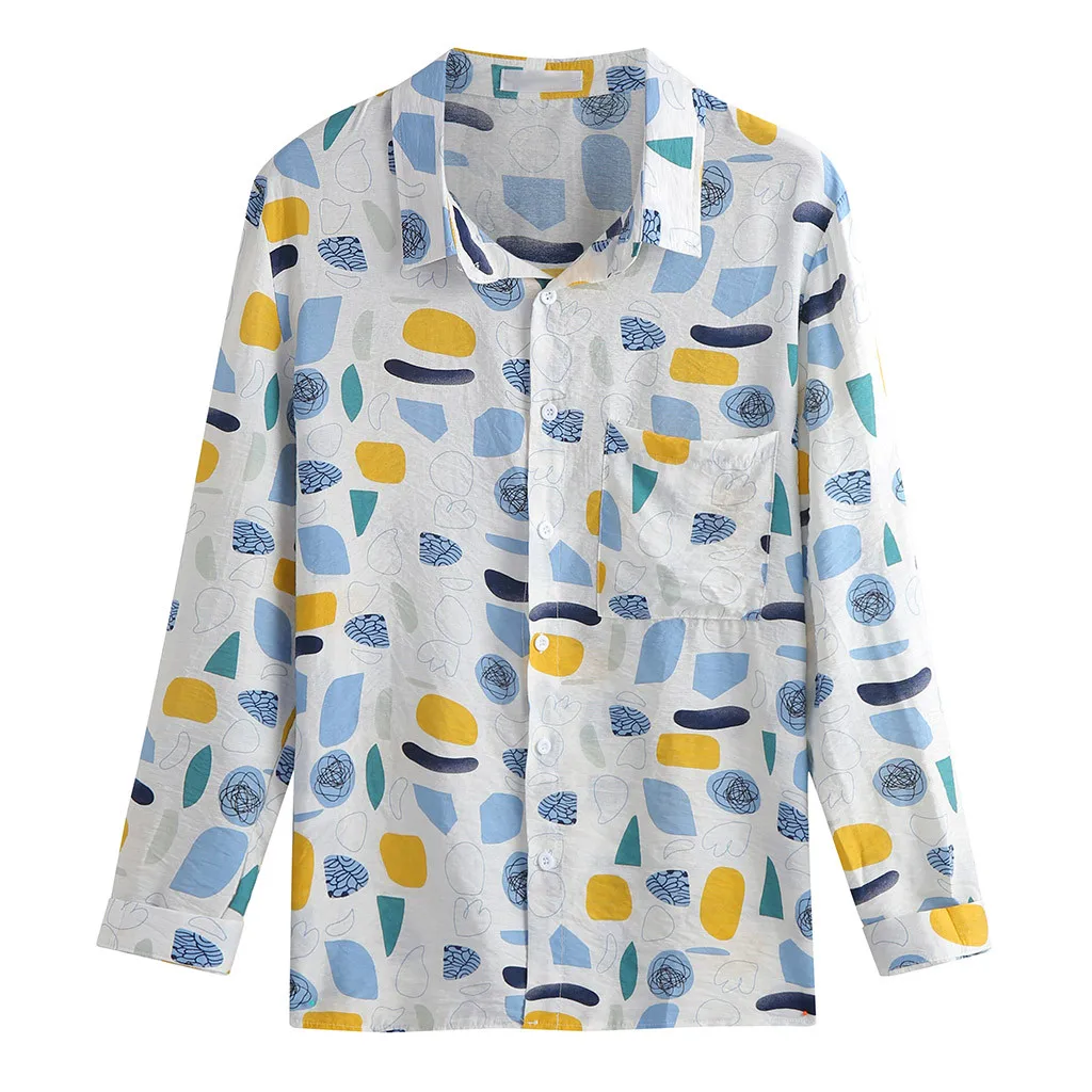 Пляжные рубашки 2020 Летняя мода camisa с принтом "кокосовое дерево" длинным