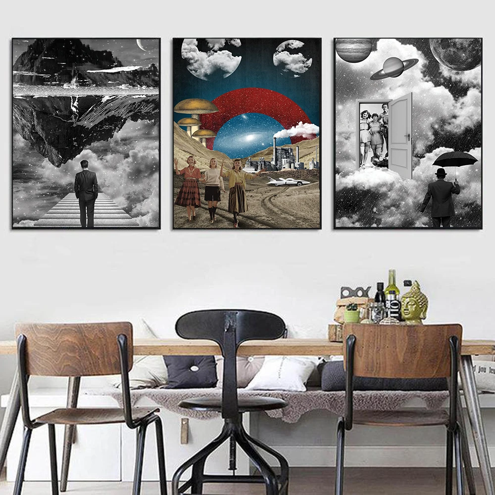 

Wanderer Black White Paintings Canvas Painting Wall Art Heaven's Door Posters and Prints Wall Pictures Cuadros for Living Room