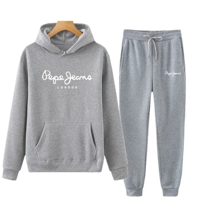 

2021 Women Unisex Couple Fleece Cotton Suits 2 Pieces Sets Casual Tracksuit Hoodies Sweatshirt Pants Plus Size ropa