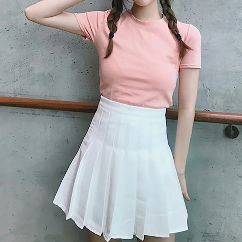 : Для женщин юбка с завышенной талией плиссированные юбки 2021 Летняя Повседневная