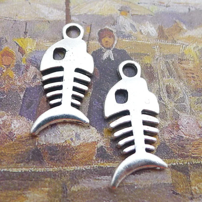 Амулеты из металлического сплава в виде рыбьей кости 10 шт./лот 20x12 мм Подвески