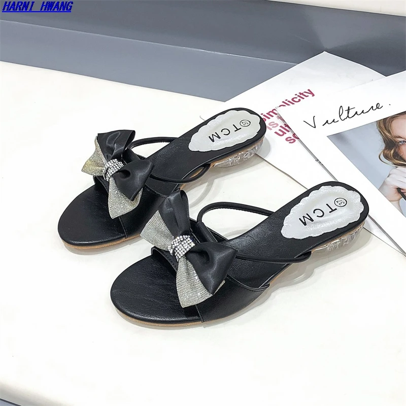 

Summer fashion sandals women's shoes bow summer sandals slippers indoor outdoor leisure flip-flop beach shoes women slippers