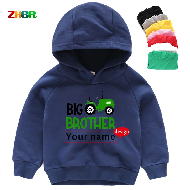 Толстовки для мальчиков и девочек с надписью BIG BROTHER YOUR NAME Детская верхняя одежда