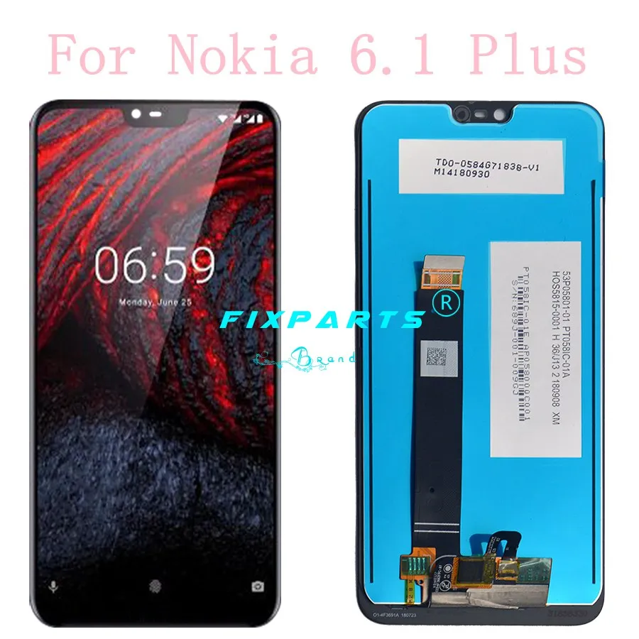 For Nokia 6 LCD Display Touch Screen Digitizer X6 TA-1054 TA-1050 TA-1045 For Nokia 6.1 Plus LCD Screen Replacement