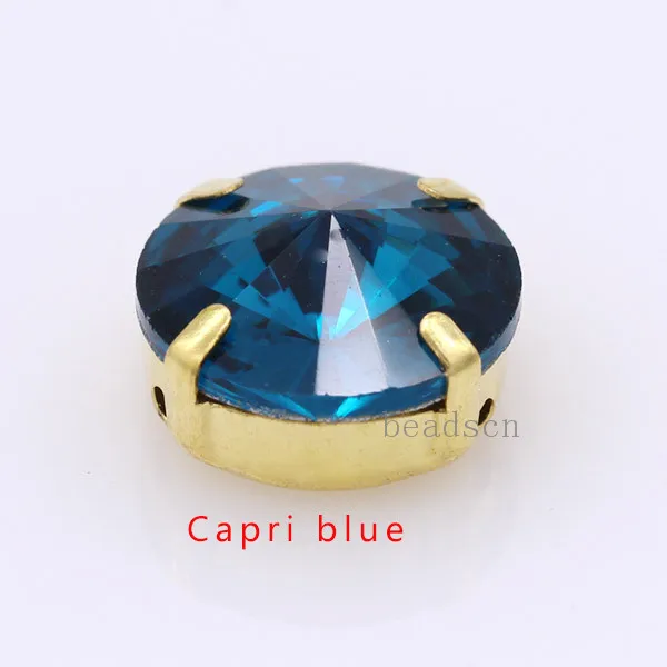 Capri blue Все размеры 25 цветов 6-25 мм круглые Rivoli Швейные стеклянные камни золотые коготь Пришивные хрустальные стразы для свадебного платья изготовление ювелирных изделий - Цвет: Capri blue