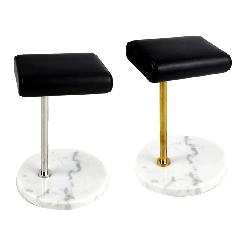 

2Pcs White Marble Base Watch Stand Metal Rod Watch Display Props Bracelet Display Stand Jewelry Stand Shoot Props