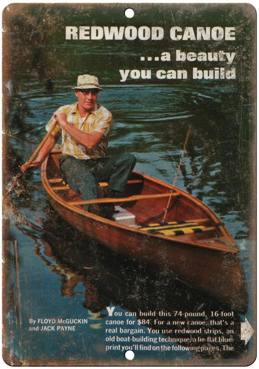 

Redwood Canoe Vintage Boat Decor Signs 8x12 Inch Metal Tin Sign