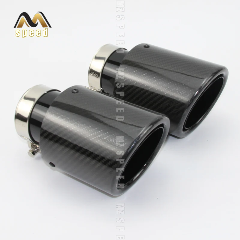 

Car accessories exhaust muffler tail-throat universal flanged bright carbon fiber black stainless steel for BMW E46 E90