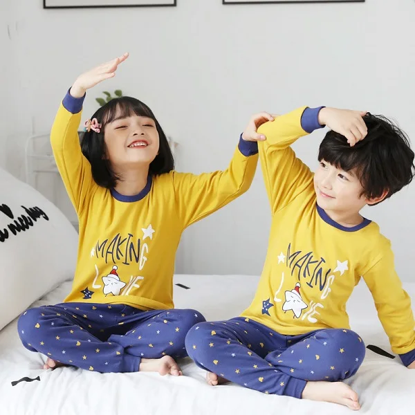 2020 детская зимняя хлопковые пижамы комплект одежды для маленьких девочек одежда