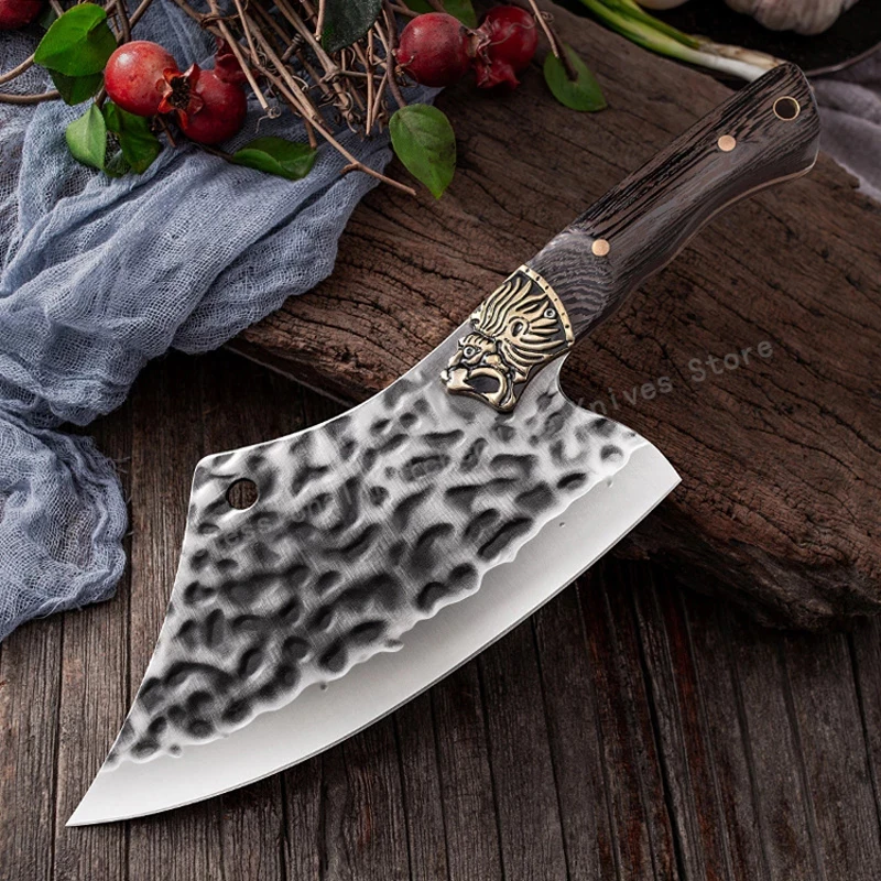 

Ручной кованый молоток, нож для нарезки мяса из нержавеющей стали, мясницкий нож, кухонный нож для мясника, нож для готовки на открытом возду...