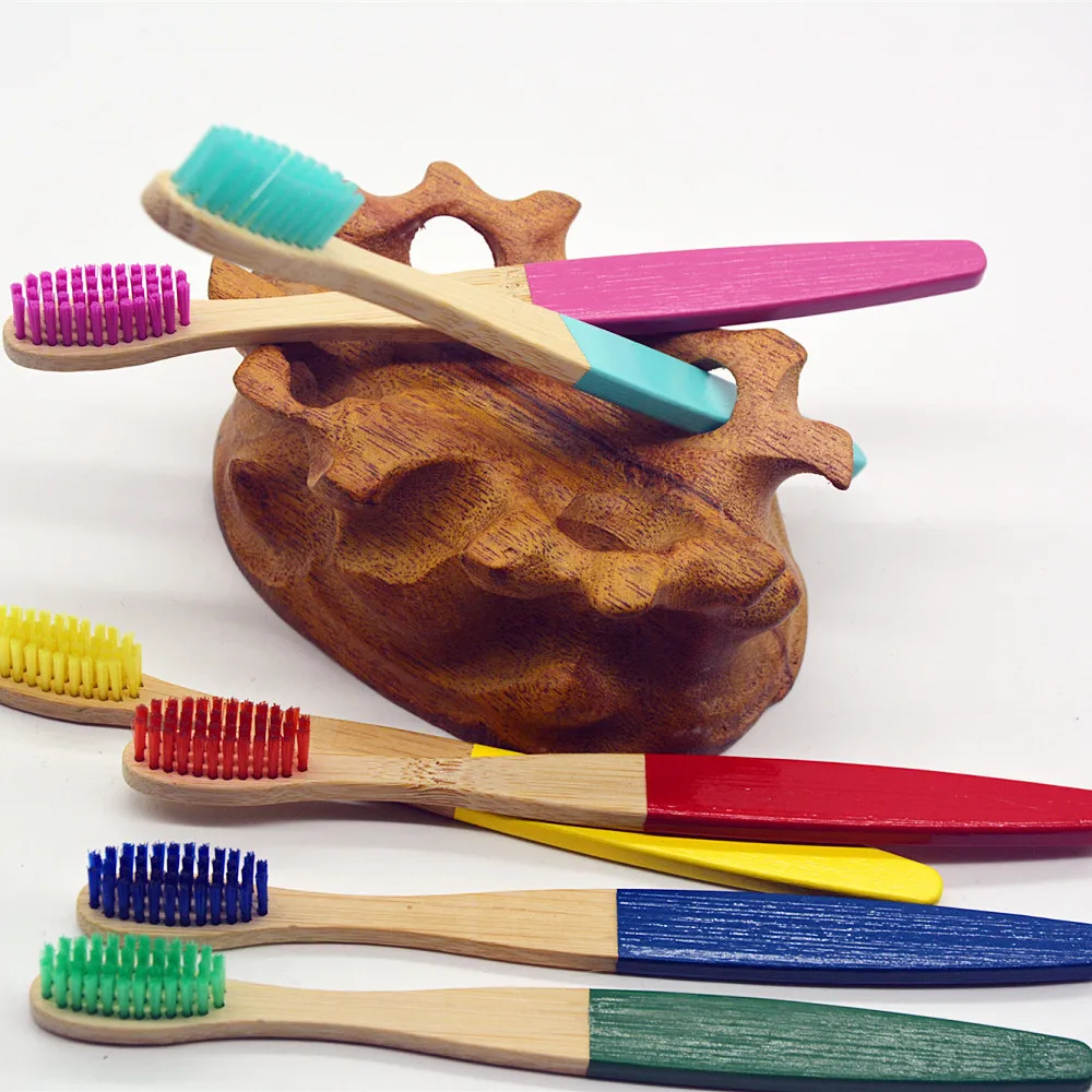 

10Pcs/Pack Toothbrush Eco Friendly Bamboo Handle Soft Bristles Biodegradable Environmentally Portable Travel Tooth Brush Set