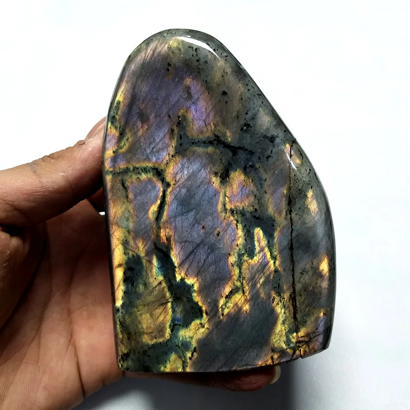 Натуральный фиолетовый камень лабрадорит кристалл дисплей редкий Фелдспар