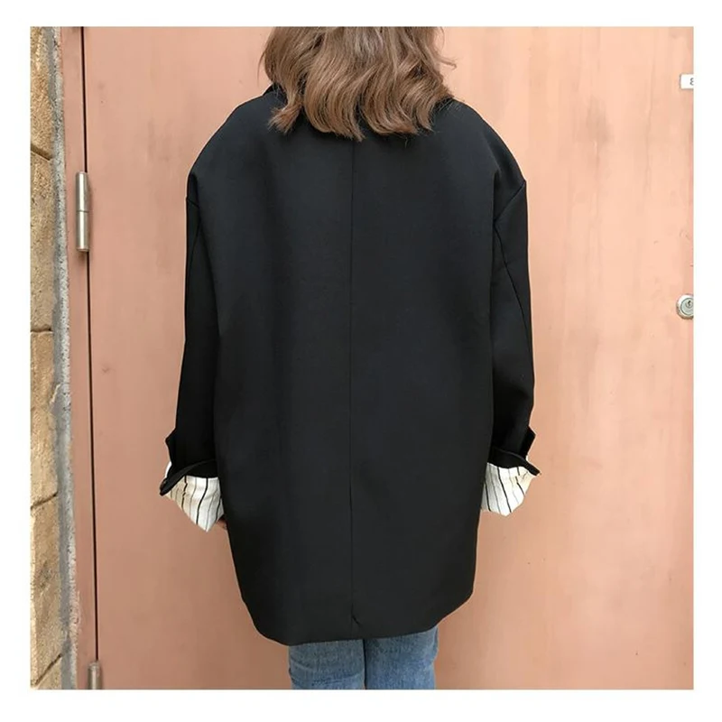 

Suit Jacket Female XL-5XL Plus Size 2021 Spring Autumn New Korean Loose Lapel Long Sleeve Casual Temperament Splicing Coat 8F