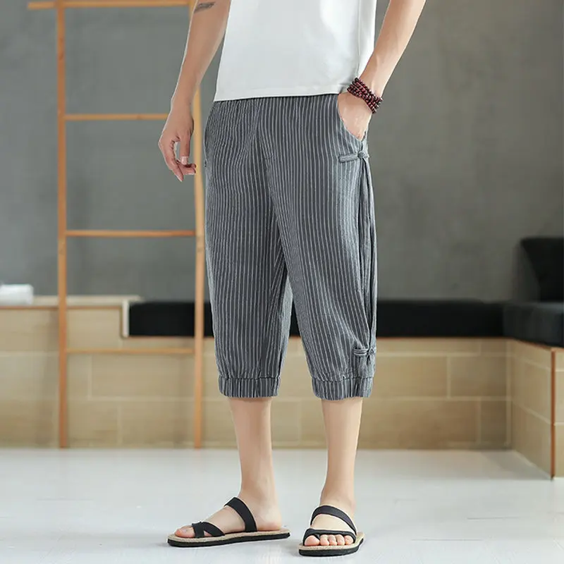 

2021Dropshipping Men Harajuku Harem Pants Mens Summer Cotton Linen Joggers Pants Male Vintage Chinese Style Sweatpants Fashions