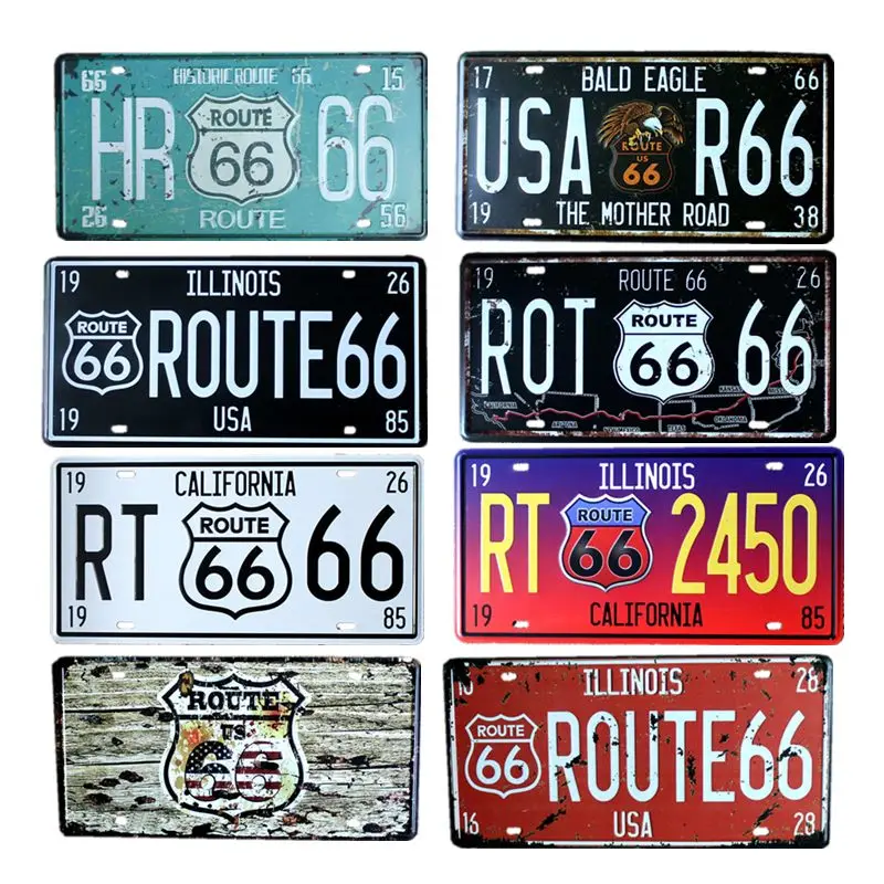 

Route 66 Metal Plate Vintage Plaque Cafe Decoration Retro Sign Bar Decorative Art Wall Poster Home Decor 15x30cm