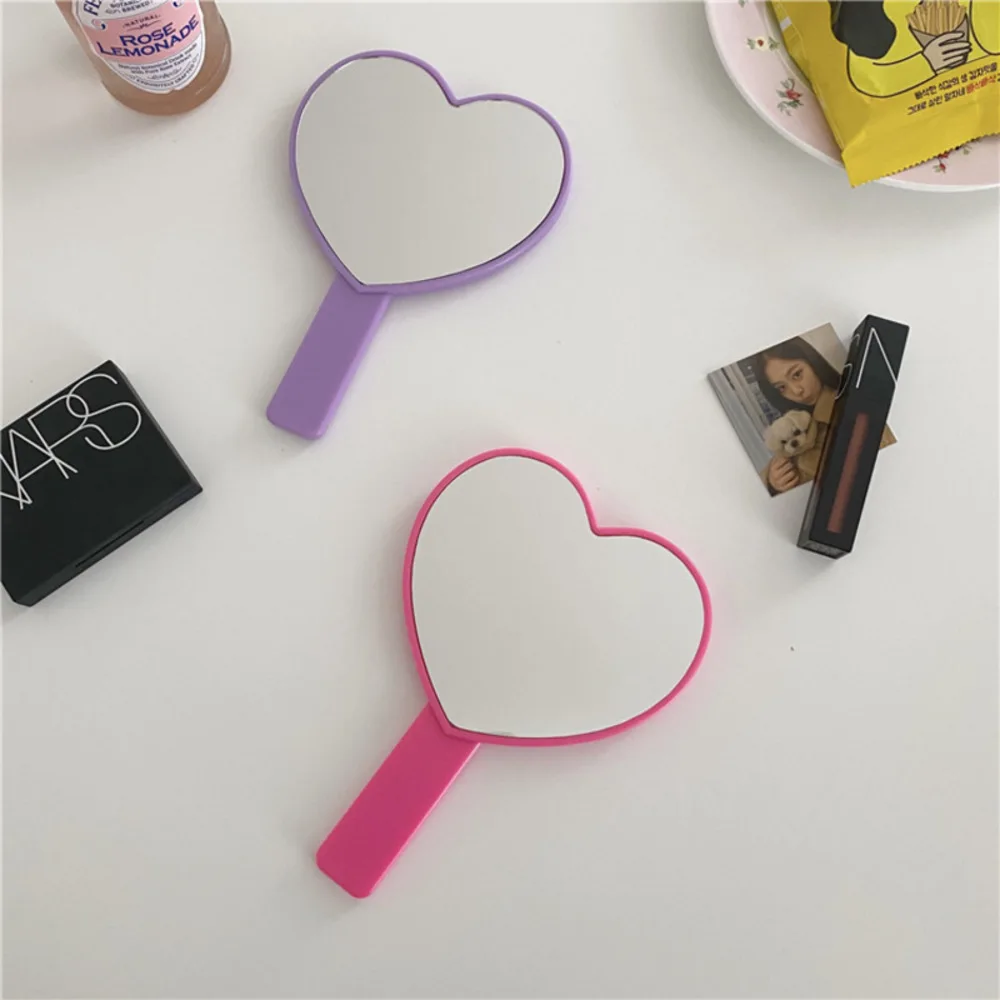 Girl's Heart Love Makeup Mirror Peach Hand Single-sided Portable L1 | Красота и здоровье