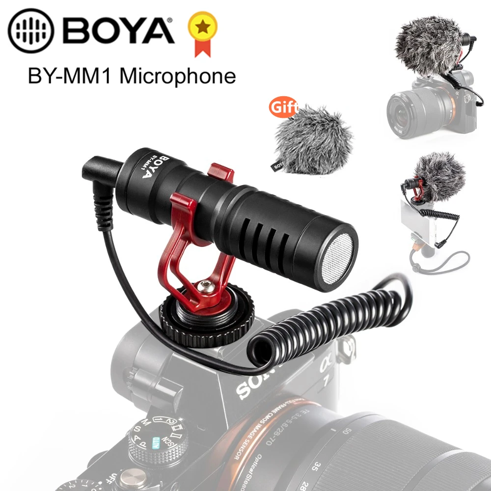 BOYA BY MM1 конденсаторный микрофон для видеозаписи видеокамера iPhone Samsung Canon DSLR Zhiyun