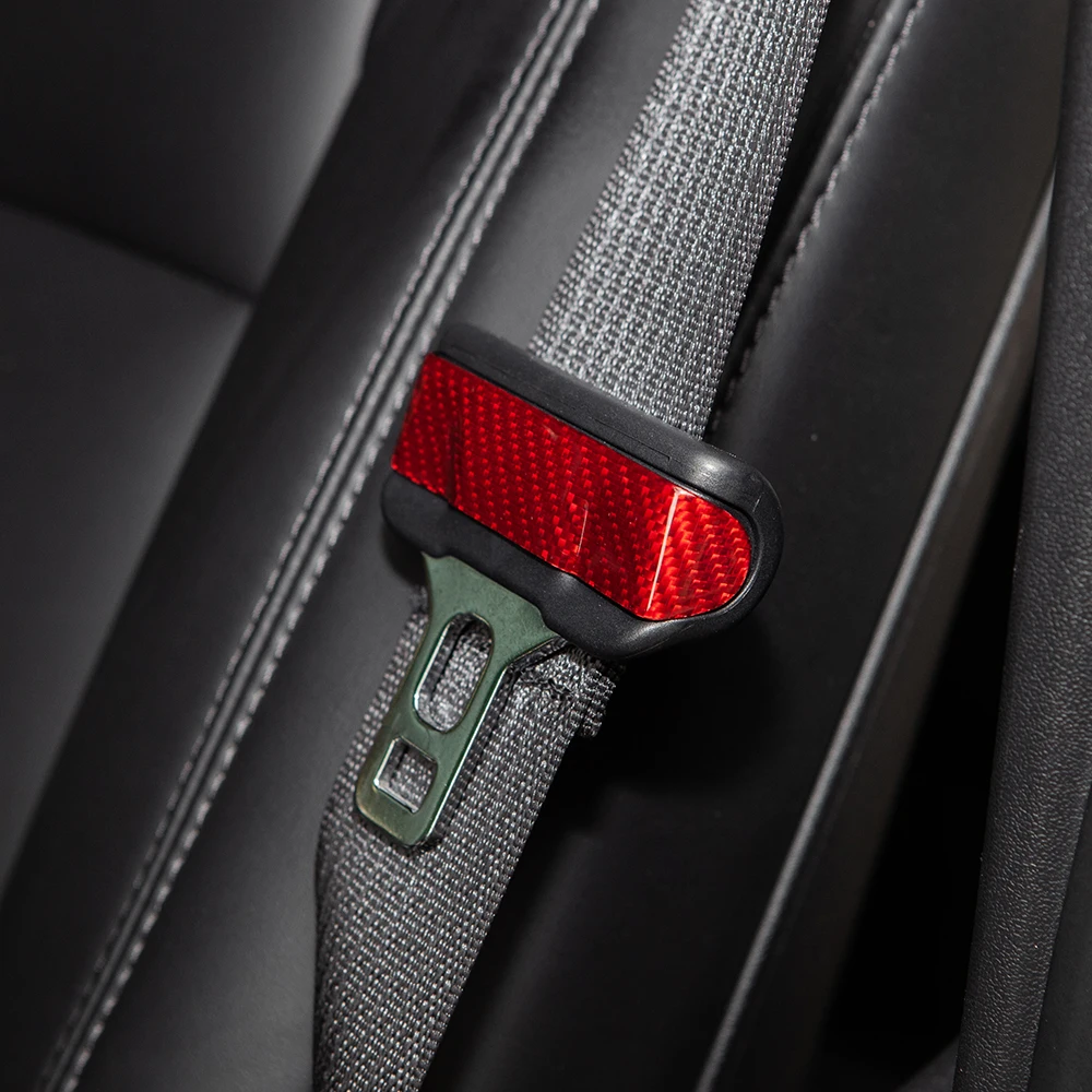 

Hot Sales For Tesla Model 3 Accessories 2021 Model3 Cover Model Three Real Carbon Fiber Car Seat Safety Belt Buckle Protection