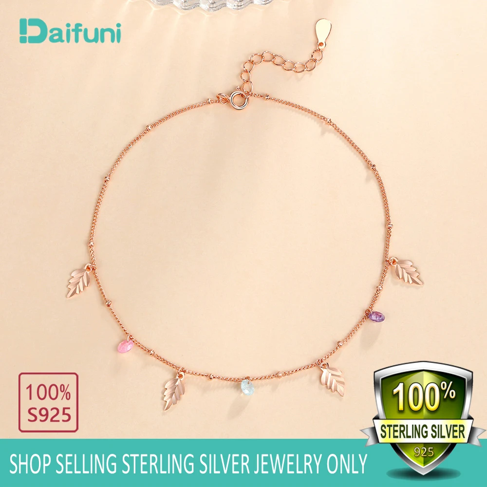 Милый простой кулон Серебряный листок 925 пробы браслет-цепочка на щиколотку