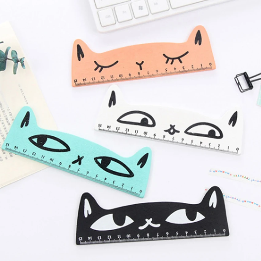 1 шт. линейка с милым котом забавные канцелярские товары деревянные линейки