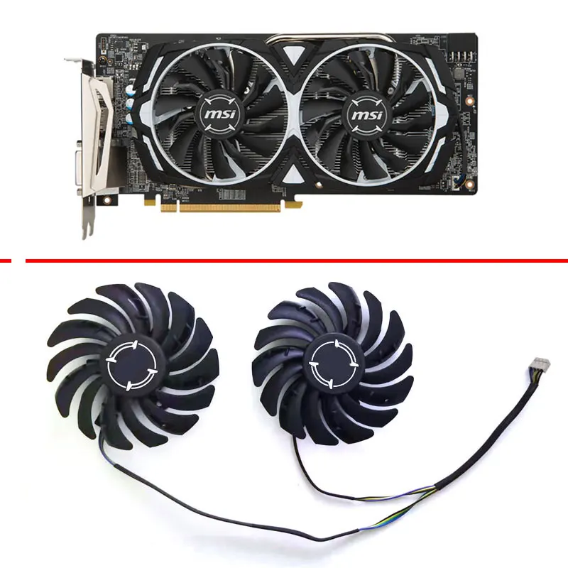 

2 PCS 85MM PLD09210S12HH 4 Pin RX580 P106-100 GPU Cooling Fan, Suitable For MSI RX 470 480 570 580 ARMOR Graphics Card Cooling