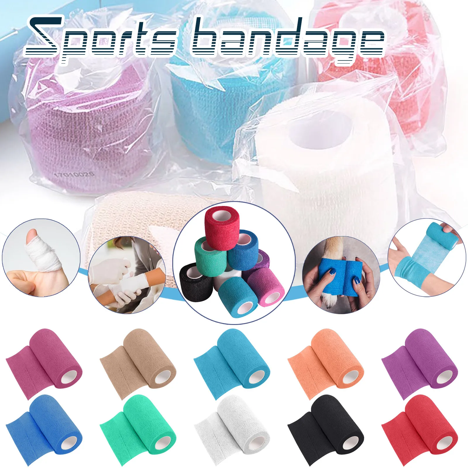 

Self Adhesive Elastic Bandage Non-woven Fabric Tape Fitness Gear Knee Elbow Support Injury Pad10cm X 4.5m